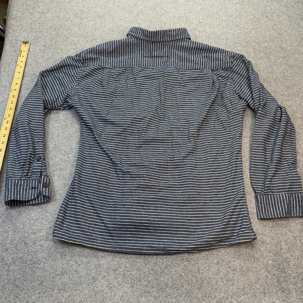 Duluth Trading Mens 2XL Relaxed Fit Striped Long Sleeve Button Shirt Blue Work - Picture 6 of 7